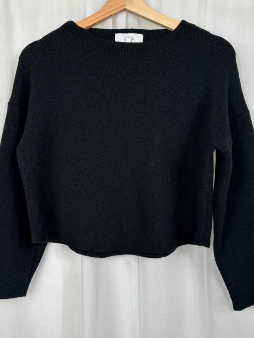 Lucca Womens Oversized Cropped Sweater XS Boxy Dropped Shoulders Transitional